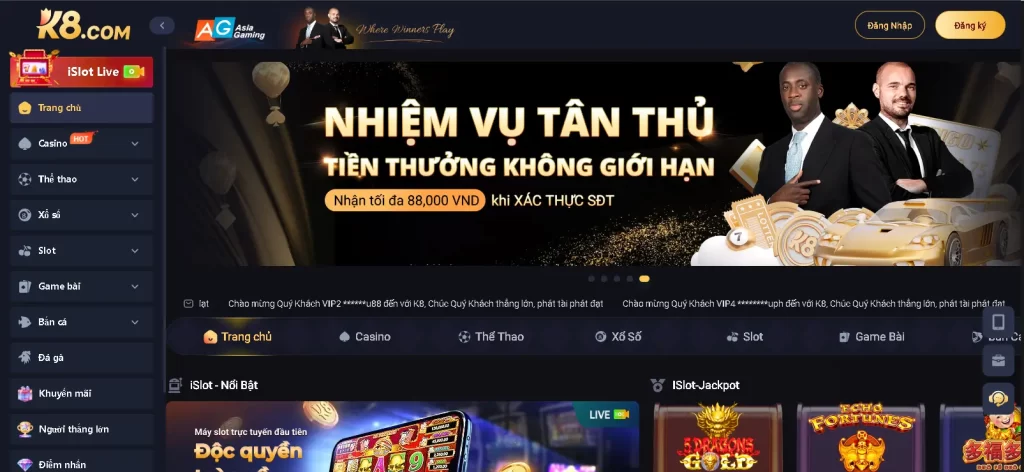 Giao diện Casino K8